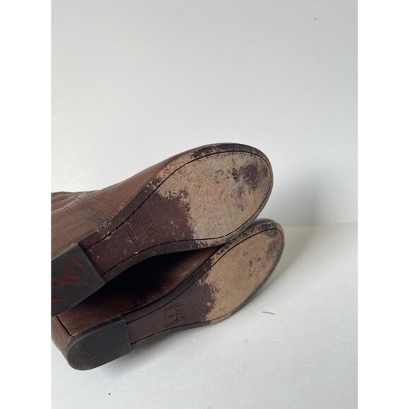 Frye Carson Wedge Ankle Bootie Brown Leather Women’s Size 9.5M | Classic Pull-On - Picture 3 of 10